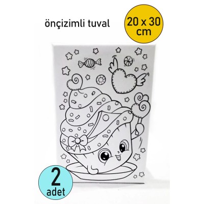 2 Adet Çocuk Ressam Seti Önçizimli Tuval, 20 x 30 cm, Boyama Seti, Çocuk Ressam Seti - Devam Tuvali