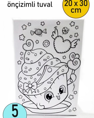 5 Adet Çocuk Ressam Seti Önçizimli Tuval, 20 x 30 cm, Boyama Seti, Çocuk Ressam Seti - Devam Tuvali