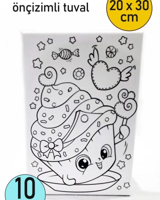 10 Adet Çocuk Ressam Seti Önçizimli Tuval, 20 x 30 cm, Boyama Seti, Çocuk Ressam Seti - Devam Tuvali