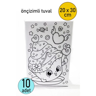 10 Adet Çocuk Ressam Seti Önçizimli Tuval, 20 x 30 cm, Boyama Seti, Çocuk Ressam Seti - Devam Tuvali