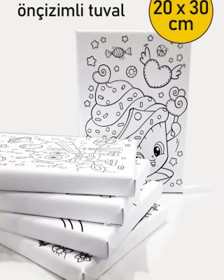2 Adet Çocuk Ressam Seti Önçizimli Tuval, 20 x 30 cm, Boyama Seti, Çocuk Ressam Seti - Devam Tuvali