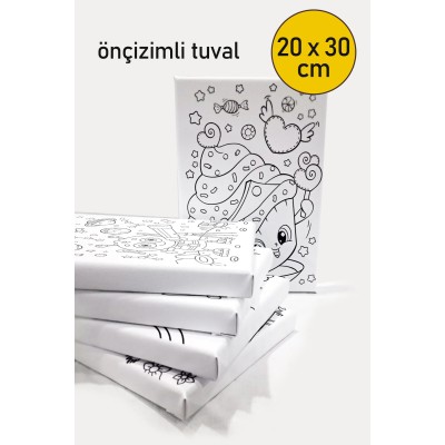 2 Adet Çocuk Ressam Seti Önçizimli Tuval, 20 x 30 cm, Boyama Seti, Çocuk Ressam Seti - Devam Tuvali