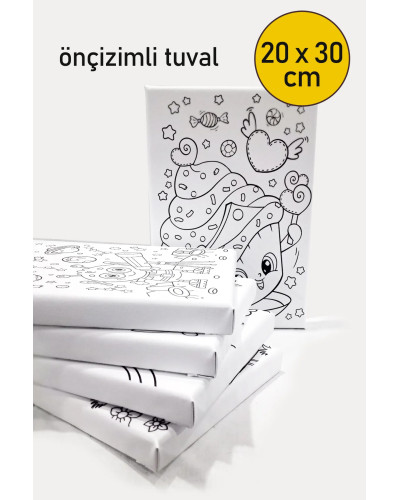 Çocuk Ressam Seti Önçizimli Tuval, 20 x 30 cm, Boyama Seti Tuvali, Çocuk Ressam Seti - Devam Tuvali