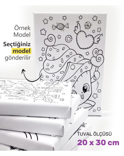 Çocuk Ressam Seti Önçizimli Tuval, 20 x 30 cm, Boyama Seti Tuvali, Çocuk Ressam Seti - Devam Tuvali