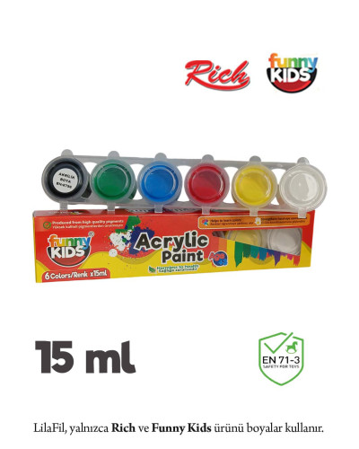 6'lı Sıralı Tüp Akrilik Boya - 15 ml x 6 Renk  