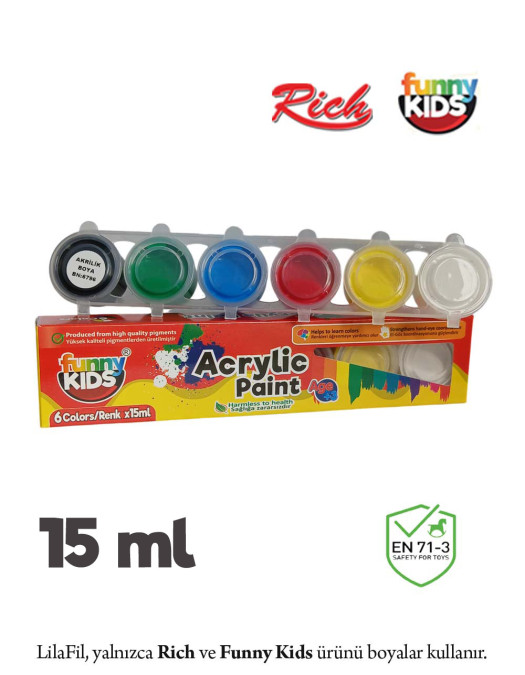 6'lı Sıralı Tüp Akrilik Boya - 15 ml x 6 Renk 6'lı Sıralı Tüp Akrilik Boya - 15 ml x 6 Renk