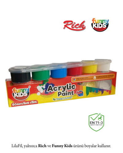 6'lı Sıralı Tüp Akrilik Boya - 15 ml x 6 Renk  