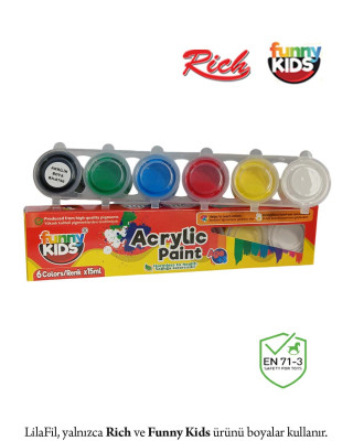 6'lı Sıralı Tüp Akrilik Boya - 15 ml x 6 Renk  