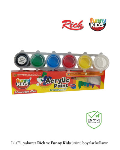 6'lı Sıralı Tüp Akrilik Boya - 15 ml x 6 Renk 6'lı Sıralı Tüp Akrilik Boya - 15 ml x 6 Renk
