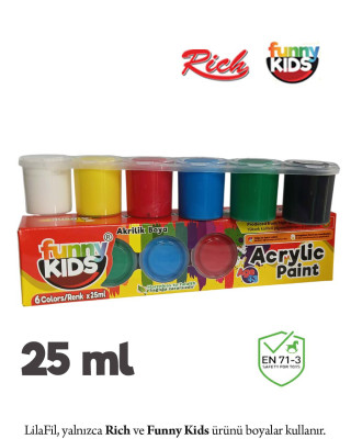 6'lı Sıralı Tüp Akrilik Boya - 25 ml x 6 Renk  