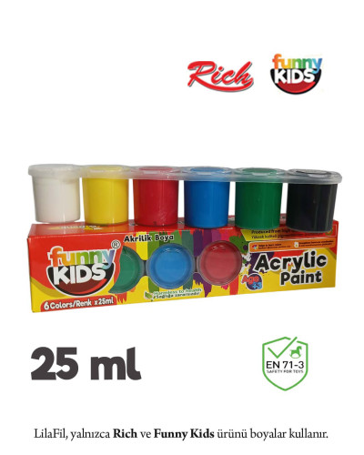 6'lı Sıralı Tüp Akrilik Boya - 25 ml x 6 Renk  