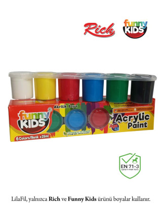 6'lı Sıralı Tüp Akrilik Boya - 25 ml x 6 Renk  