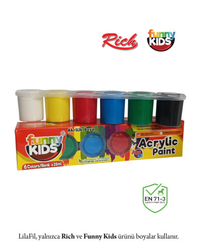 6'lı Sıralı Tüp Akrilik Boya - 25 ml x 6 Renk  
