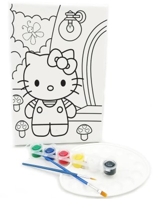 10'lu Minik Ressam Seti 20 x 30 cm Önçizimli Tuval 2 Adet Fırça Palet ve Boya
