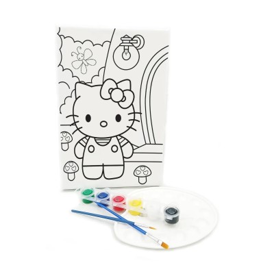 10'lu Minik Ressam Seti 20 x 30 cm Önçizimli Tuval 2 Adet Fırça Palet ve Boya