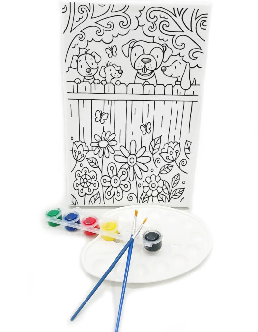 KUÇU ÇETESİ Minik Ressam Seti - 20 x 30 cm Önçizimli Tuval, 2 Adet Fırça, Palet ve Boya KUÇU ÇETESİ Minik Ressam Seti - 20 x 30 cm Önçizimli Tuval, 2 Adet Fırça, Palet ve Boya