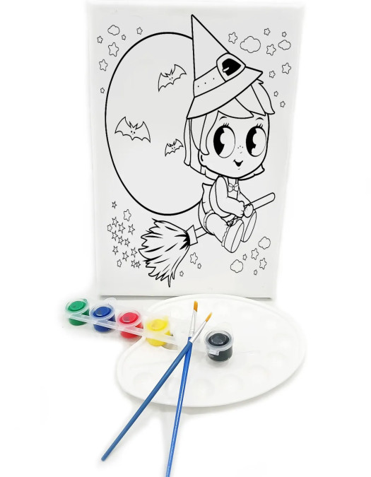 MİNİK CADI Minik Ressam Seti - 20 x 30 cm Önçizimli Tuval, 2 Adet Fırça, Palet ve Boya MİNİK CADI Minik Ressam Seti - 20 x 30 cm Önçizimli Tuval, 2 Adet Fırça, Palet ve Boya