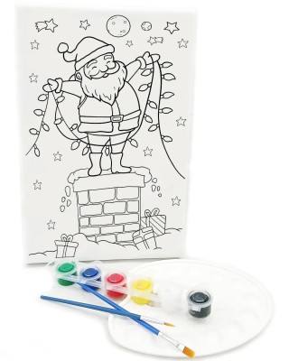 NOEL BABA Minik Ressam Seti - 20 x 30 cm Önçizimli Tuval, 2 Adet Fırça, Palet ve Boya