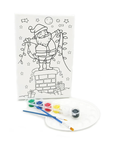 NOEL BABA Minik Ressam Seti - 20 x 30 cm Önçizimli Tuval, 2 Adet Fırça, Palet ve Boya NOEL BABA Minik Ressam Seti - 20 x 30 cm Önçizimli Tuval, 2 Adet Fırça, Palet ve Boya