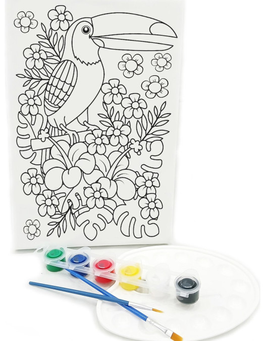 PAPAĞAN Minik Ressam Seti - 20 x 30 cm Önçizimli Tuval, 2 Adet Fırça, Palet ve Boya PAPAĞAN Minik Ressam Seti - 20 x 30 cm Önçizimli Tuval, 2 Adet Fırça, Palet ve Boya