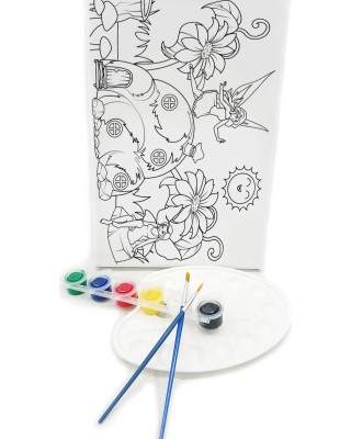 PERİ KIZI Minik Ressam Seti - 20 x 30 cm Önçizimli Tuval, 2 Adet Fırça, Palet ve Boya