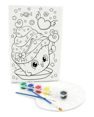 RENKLİ PASTA Minik Ressam Seti - 20 x 30 cm Önçizimli Tuval, 2 Adet Fırça, Palet ve Boya RENKLİ PASTA Minik Ressam Seti - 20 x 30 cm Önçizimli Tuval, 2 Adet Fırça, Palet ve Boya
