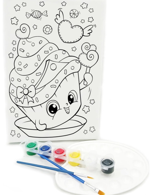 RENKLİ PASTA Minik Ressam Seti - 20 x 30 cm Önçizimli Tuval, 2 Adet Fırça, Palet ve Boya RENKLİ PASTA Minik Ressam Seti - 20 x 30 cm Önçizimli Tuval, 2 Adet Fırça, Palet ve Boya