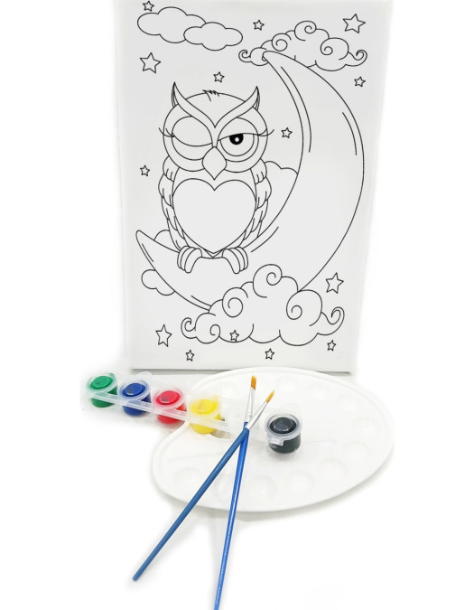 UYKUCU BAYKUŞ Minik Ressam Seti - 20 x 30 cm Önçizimli Tuval, 2 Adet Fırça, Palet ve Boya UYKUCU BAYKUŞ Minik Ressam Seti - 20 x 30 cm Önçizimli Tuval, 2 Adet Fırça, Palet ve Boya