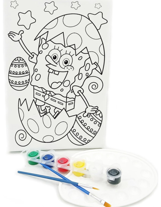 YUMURTA BOB Minik Ressam Seti - 20 x 30 cm Önçizimli Tuval, 2 Adet Fırça, Palet ve Boya YUMURTA BOB Minik Ressam Seti - 20 x 30 cm Önçizimli Tuval, 2 Adet Fırça, Palet ve Boya