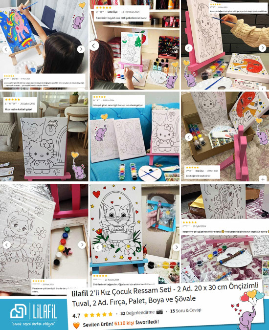 Prensesin Dansı Çocuk Ressam Seti - 20 x 30 cm Önçizimli Tuval, 2 Adet Fırça, Palet, Boyalar ve Şövale