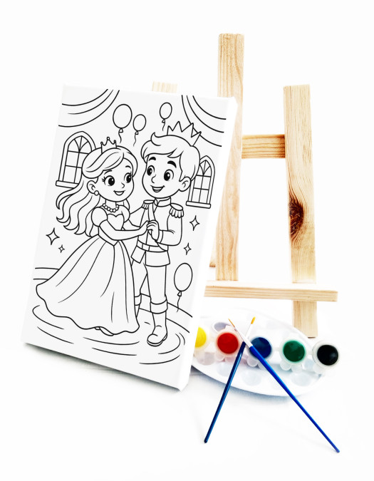 Prensesin Dansı Çocuk Ressam Seti - 20 x 30 cm Önçizimli Tuval, 2 Adet Fırça, Palet, Boyalar ve Şövale Prensesin Dansı Çocuk Ressam Seti - 20 x 30 cm Önçizimli Tuval, 2 Adet Fırça, Palet, Boyalar ve Şövale