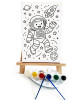 Neşeli Astronot Çocuk Ressam Seti - 20 x 30 cm Önçizimli Tuval, 2 Adet Fırça, Palet, Boyalar ve Şövale