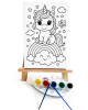 Gökkuşağındaki Unicorn Çocuk Ressam Seti - 20x30 cm Önçizimli Tuval, 2 Adet Fırça, Palet, Boyalar ve Şövale