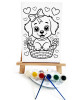 Sepetteki Köpek Ressam Seti - 20 x 30 cm Önçizimli Tuval, 2 Adet Fırça, Palet, Boyalar ve Şövale