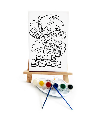 SonicBoom Ressam Seti - 20x30 cm Önçizimli Tuval, 2 Adet Fırça, Palet, Boyalar ve Şövale