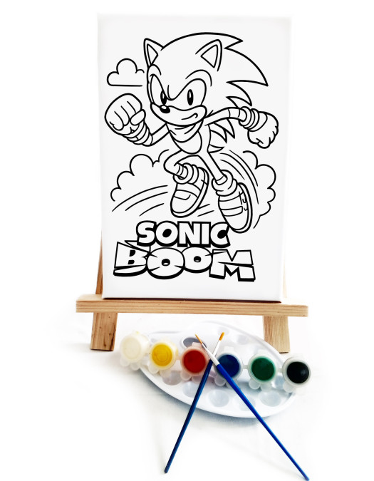 SonicBoom Ressam Seti - 20x30 cm Önçizimli Tuval, 2 Adet Fırça, Palet, Boyalar ve Şövale