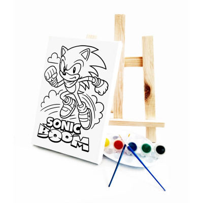 SonicBoom Ressam Seti - 20x30 cm Önçizimli Tuval, 2 Adet Fırça, Palet, Boyalar ve Şövale