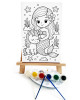 Mermaid & Unicorn Ressam Seti - 20 x 30 cm Önçizimli Tuval, 2 Adet Fırça, Palet, Boyalar ve Şövale