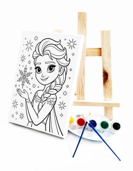 Elsa Ressam Seti - 20 x 30 cm Önçizimli Tuval, 2 Adet Fırça, Palet, Boyalar ve Şövale Elsa Ressam Seti - 20 x 30 cm Önçizimli Tuval, 2 Adet Fırça, Palet, Boyalar ve Şövale