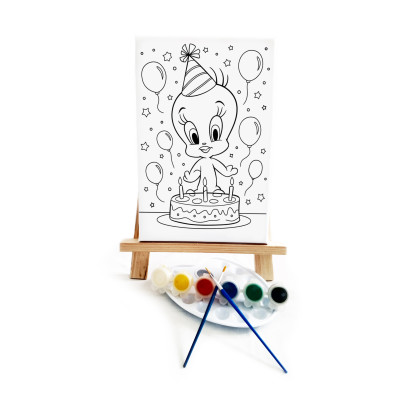 Twiity Ressam Seti - 20 x 30 cm Önçizimli Tuval, 2 Adet Fırça, Palet, Boyalar ve Şövale