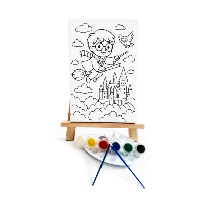 Harry Çocuk Ressam Seti - 20 x 30 cm Önçizimli Tuval, 2 Adet Fırça, Palet, Boyalar ve Şövale