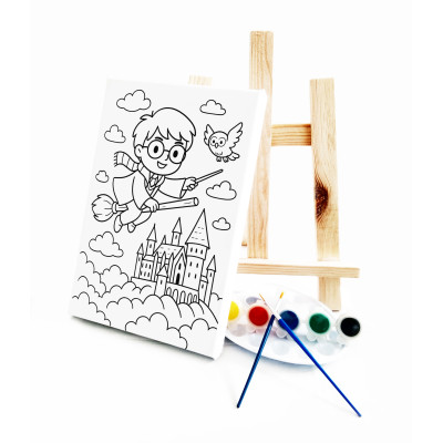 Harry Çocuk Ressam Seti - 20 x 30 cm Önçizimli Tuval, 2 Adet Fırça, Palet, Boyalar ve Şövale