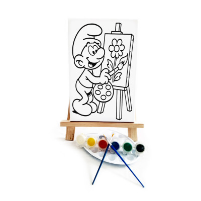 Şirin Ressam Ressam Seti - 20 x 30 cm Önçizimli Tuval, 2 Adet Fırça, Palet, Boyalar ve Şövale