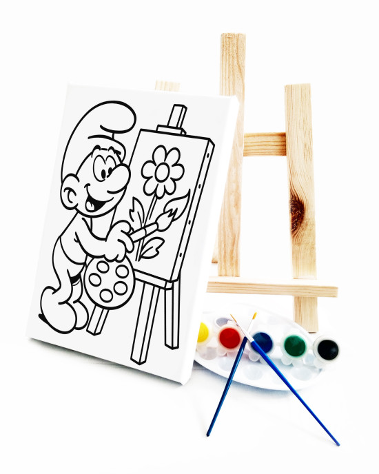 Şirin Ressam Ressam Seti - 20 x 30 cm Önçizimli Tuval, 2 Adet Fırça, Palet, Boyalar ve Şövale