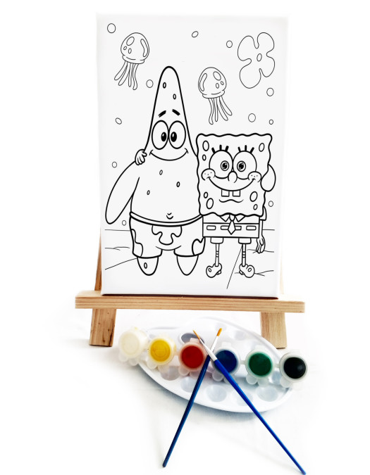 Patrick & Bob Ressam Seti - 20 x 30 cm Önçizimli Tuval, 2 Adet Fırça, Palet, Boyalar ve Şövale Patrick & Bob Ressam Seti - 20 x 30 cm Önçizimli Tuval, 2 Adet Fırça, Palet, Boyalar ve Şövale