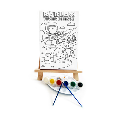 Robloks Çocuk Ressam Seti - 20 x 30 cm Önçizimli Tuval, 2 Adet Fırça, Palet, Boyalar ve Şövale