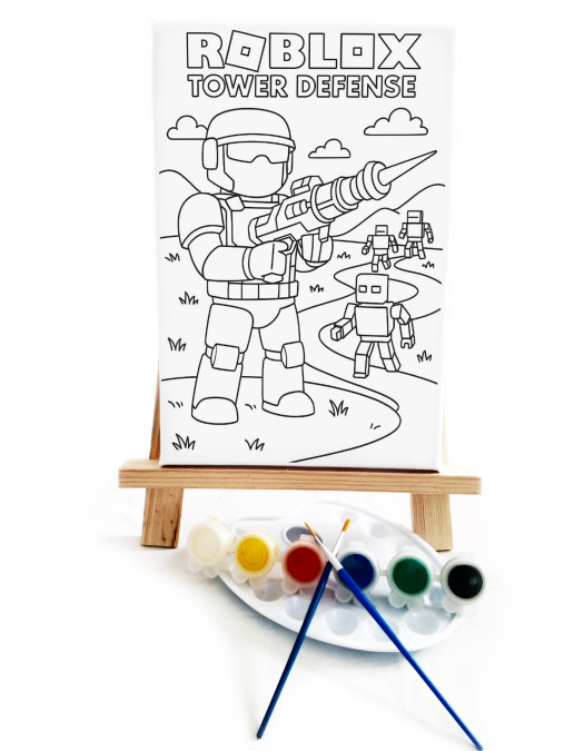 Robloks Çocuk Ressam Seti - 20 x 30 cm Önçizimli Tuval, 2 Adet Fırça, Palet, Boyalar ve Şövale Robloks Çocuk Ressam Seti - 20 x 30 cm Önçizimli Tuval, 2 Adet Fırça, Palet, Boyalar ve Şövale
