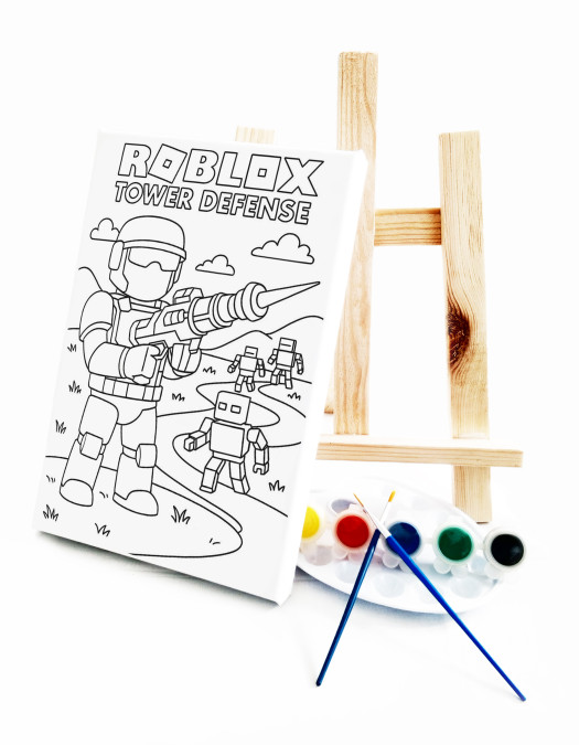 Robloks Çocuk Ressam Seti - 20 x 30 cm Önçizimli Tuval, 2 Adet Fırça, Palet, Boyalar ve Şövale Robloks Çocuk Ressam Seti - 20 x 30 cm Önçizimli Tuval, 2 Adet Fırça, Palet, Boyalar ve Şövale
