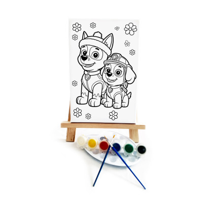 PawPa Çocuk Ressam Seti - 20 x 30 cm Önçizimli Tuval, 2 Adet Fırça, Palet, Boyalar ve Şövale