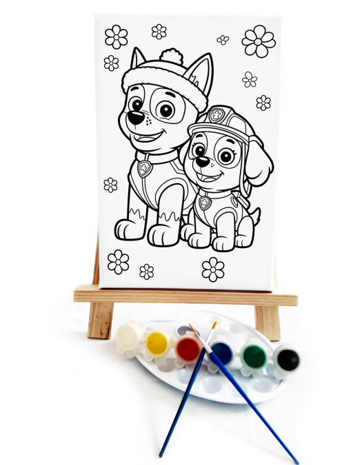 PawPa Çocuk Ressam Seti - 20 x 30 cm Önçizimli Tuval, 2 Adet Fırça, Palet, Boyalar ve Şövale PawPa Çocuk Ressam Seti - 20 x 30 cm Önçizimli Tuval, 2 Adet Fırça, Palet, Boyalar ve Şövale